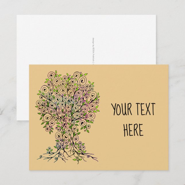 Tree Of Life - Spirals Leaves Fruits 1 Postcard (Front/Back)