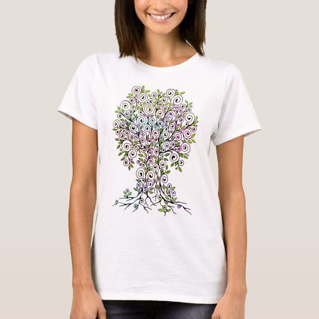 Tree Of Life - Spirals Leaves Fruits 1 T-Shirt (Front)
