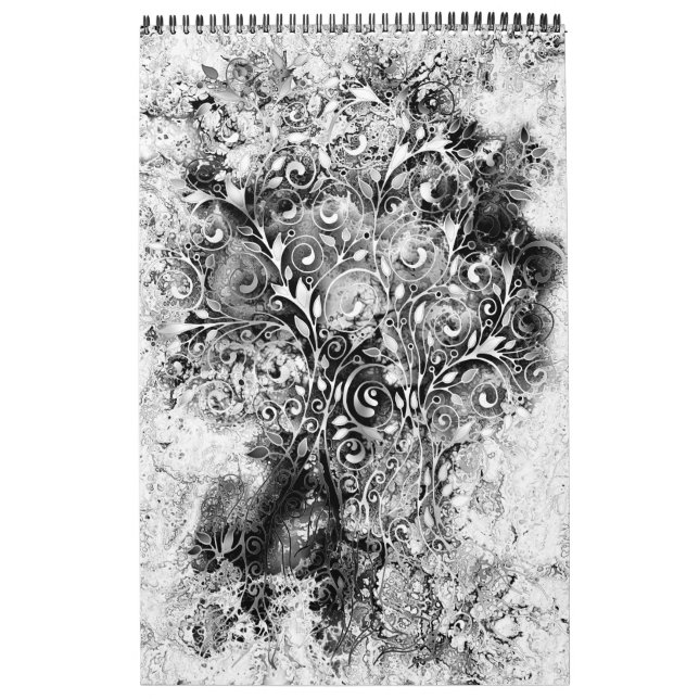 Tree Of Life - Spirals Leaves Grunge Style 1 Calendar (Cover)
