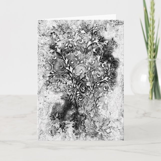 Tree Of Life - Spirals Leaves Grunge Style 1 Card (Front)