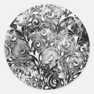 Tree Of Life - Spirals Leaves Grunge Style 1 Classic Round Sticker