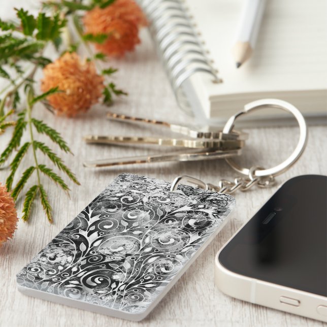 Tree Of Life - Spirals Leaves Grunge Style 1 Keychain (Front Right)