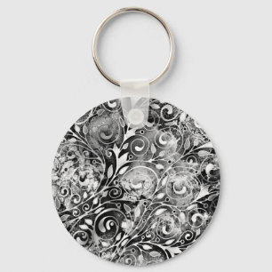 Tree Of Life - Spirals Leaves Grunge Style 1 Keychain