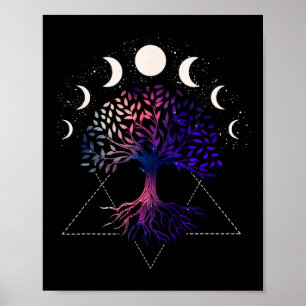 Tree Of Life Spiritual Shirt Moonphases For Yoga _ Poster