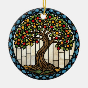 Tree of Life Stained Glass Ceramic Ornament