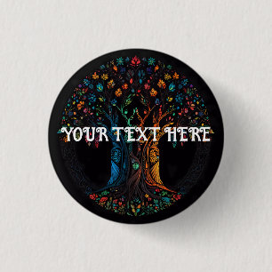 Tree of Life Stained Glass Mosaic  1 Inch Round Button