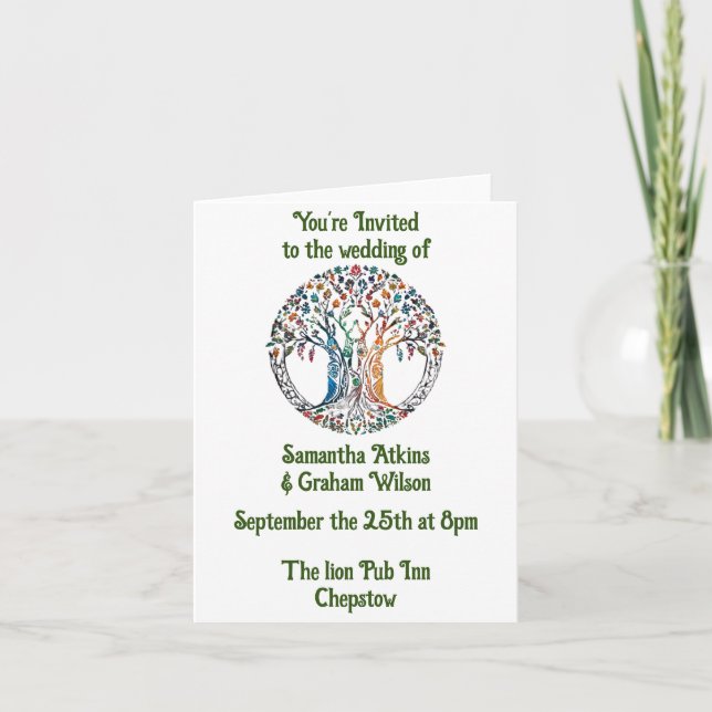 Tree of Life Stained Glass Mosaic  Invitation (Front)