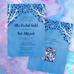 Tree of Life Stars Custom Bat Bar Mitzvah QR Code Invitation<br><div class="desc">Perfect card to announce a bat mitzvah, bar mitzvah or other Jewish celebration! Hand made art for you! FULLY CUSTOMIZABLE! Click on “Personalize” above to edit the text and add your link to the QR code on the back. Click "edit using design tool" to adjust the fonts, colours and placements...</div>