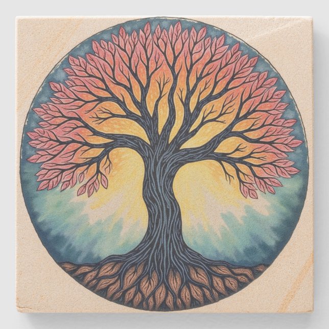 Tree of Life Stone Coaster (Front)