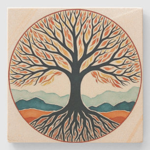 Tree of Life Stone Coaster