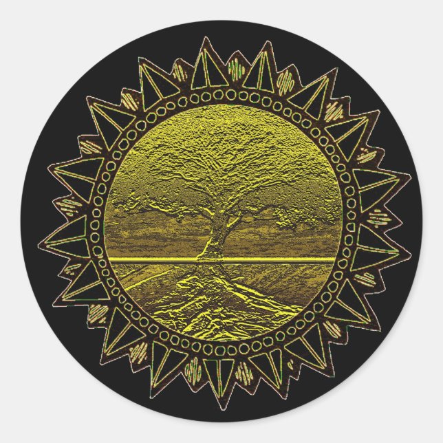 Tree of Life Sun Salutation Classic Round Sticker (Front)