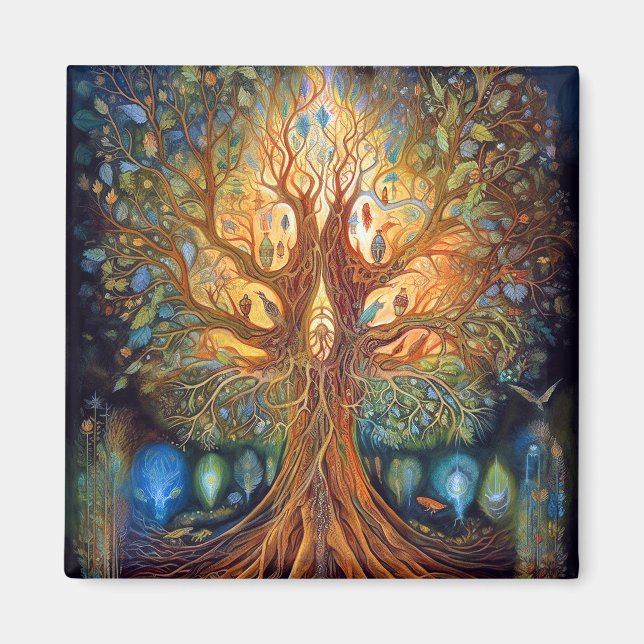Tree Of Life Surreal Nature Art Magnet (Front)