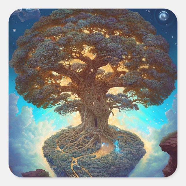 Tree Of Life Surreal Nature Art Square Sticker (Front)