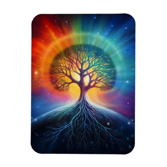 Tree Of Life Surreal Rainbow Art Magnet (Vertical)