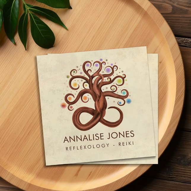 Tree of Life Swirl  Square Business Card (Creator Uploaded)