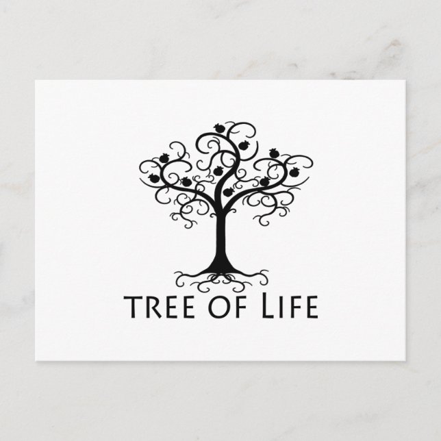 Tree of LIfe, Swirl Tree, Pomegranates Zazzle.png Postcard (Front)