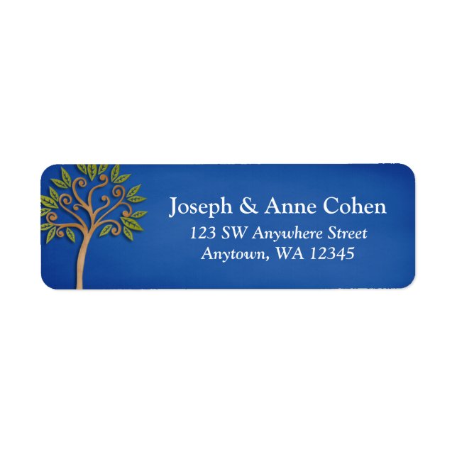 Tree of Life Swirls Blue Return Address (Front)