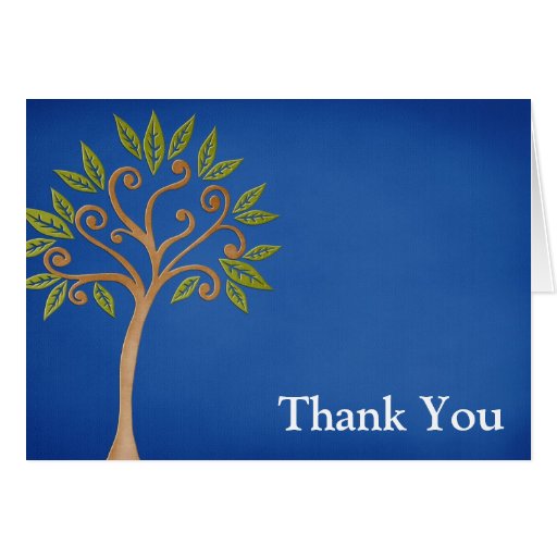 Tree of Life Swirls Blue Thank You Note Card | Zazzle