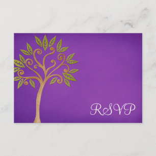 Tree of Life Swirls Purple Bat Mitzvah RSVP