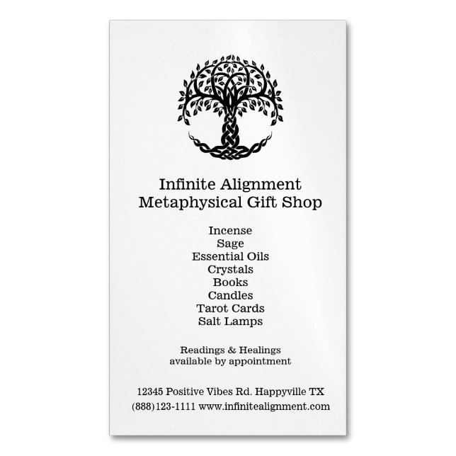 Tree of Life Symbol for Metaphysical Shop Business Magnetic Business Card (Front Vertical)