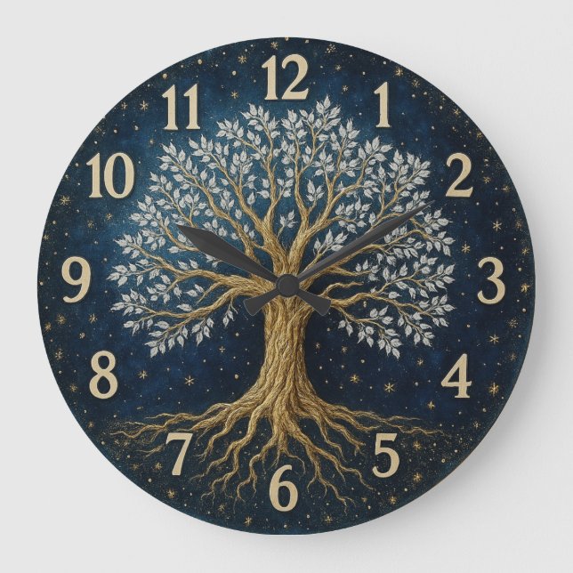 Tree of life symbolic balance and harmony art large clock (Front)
