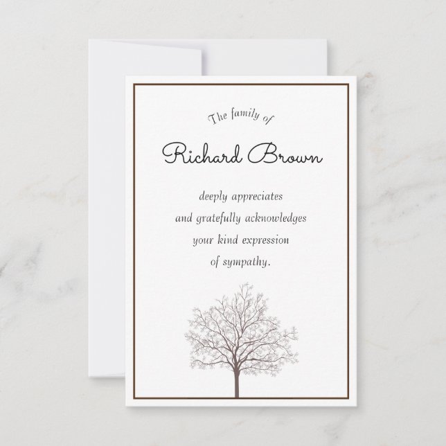 Tree of Life Sympathy Acknowledgement Cards (Front)