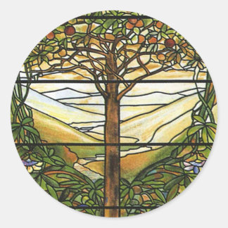 Tree of Life/Tiffany Stained Glass Window Classic Round Sticker