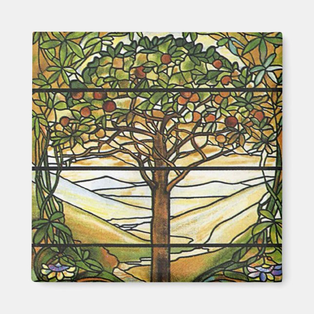 Tree of Life/Tiffany Stained Glass Window Magnet (Front)