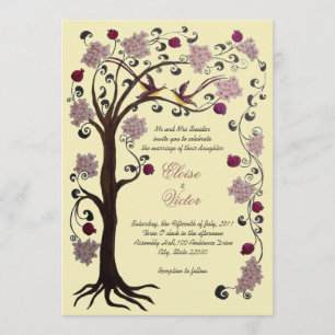 Tree of Life wedding invitation (v) rose /ivory