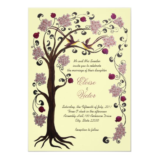 Tree of Life wedding invitation (v) rose /ivory | Zazzle.ca