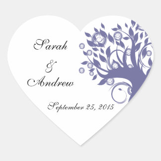 Tree of Life Wedding Purple 669 Heart Sticker