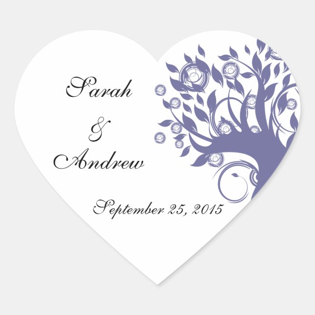 Tree of Life Wedding Purple 669 Heart Sticker (Front)