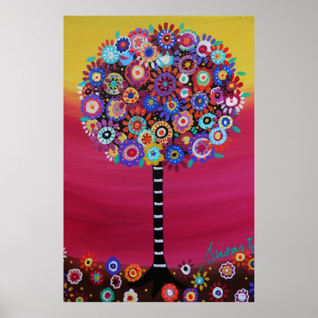 TREE OF LIFE  WHIMSICAL TREE PAINTING POSTER (Front)
