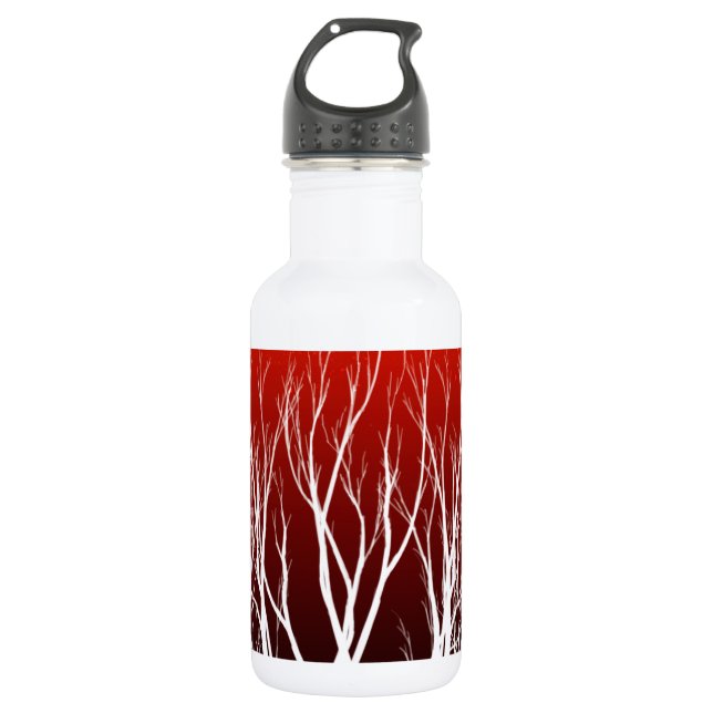 Tree of Life: White trees on Red Art 532 Ml Water Bottle (Front)