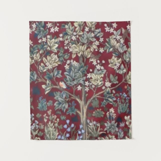 Tree Of Life William Morris Red Tapestry (Front)