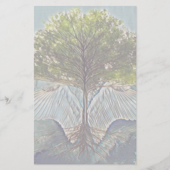 Tree of Life with Angel Wings Stationery (Front)