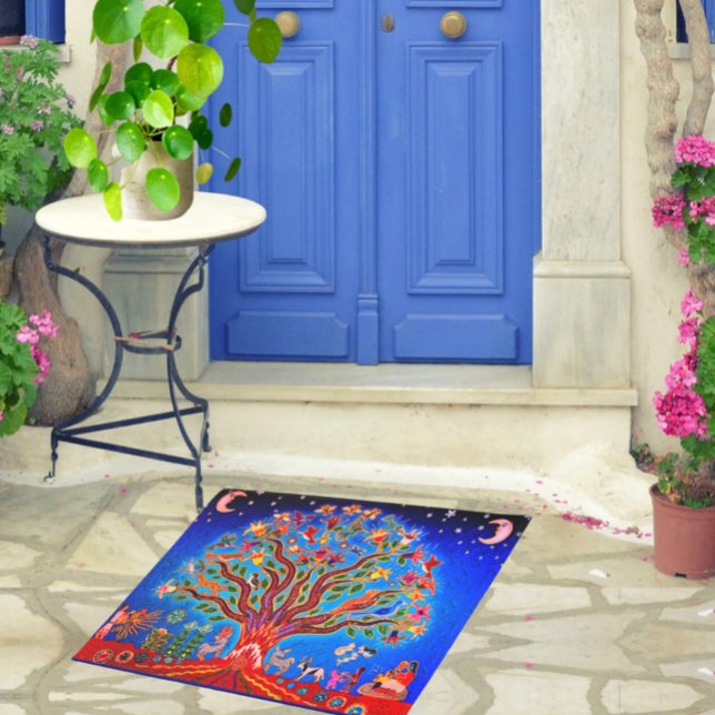 Tree Of Life With Birds & Flowers In The Night Sky Doormat (Creator Uploaded)