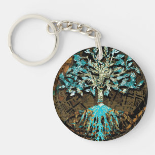 Tree of Life with Green and Blue Colours Keychain