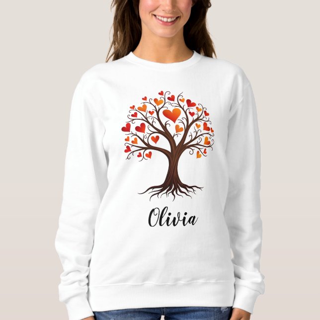  Tree of Life with Heart-shaped Leaves Sweatshirt (Front)