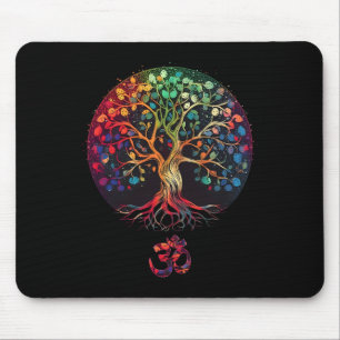 Tree Of Life With Om Symbol Yoga  Mouse Pad