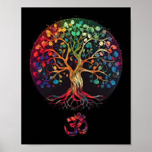 Tree Of Life With Om Symbol Yoga  Poster