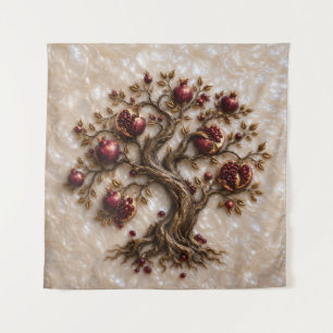 Tree of Life with Pomegranates 3D Relief Art Tapestry