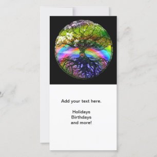 Tree of Life with Rainbow Heart Holiday Card