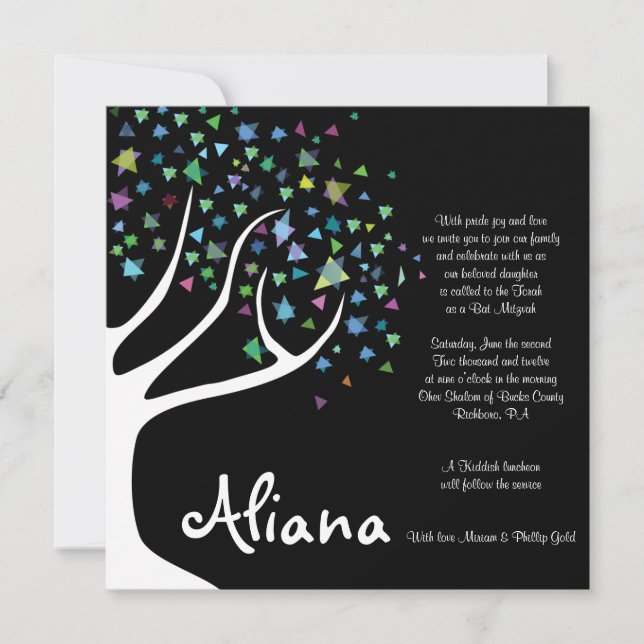 TREE of LIFE with STARS Bat Mitzvah Invitation (Front)