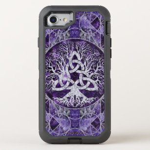 Tree of life with Triquetra Amethyst and silver OtterBox Defender iPhone 8/7 Case