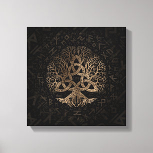 Tree of life with Triquetra on Futhark pattern Canvas Print