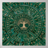 Tree of life -Yggdrasil and Futhark - Malachite