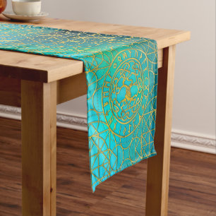 Tree of life  -Yggdrasil and  Runes alphabet Short Table Runner