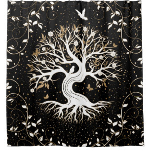 Tree of Life - Yggdrasil - black white and gold