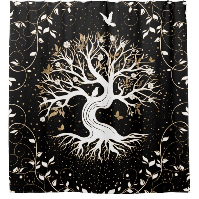 Tree of Life - Yggdrasil - black white and gold (Front)